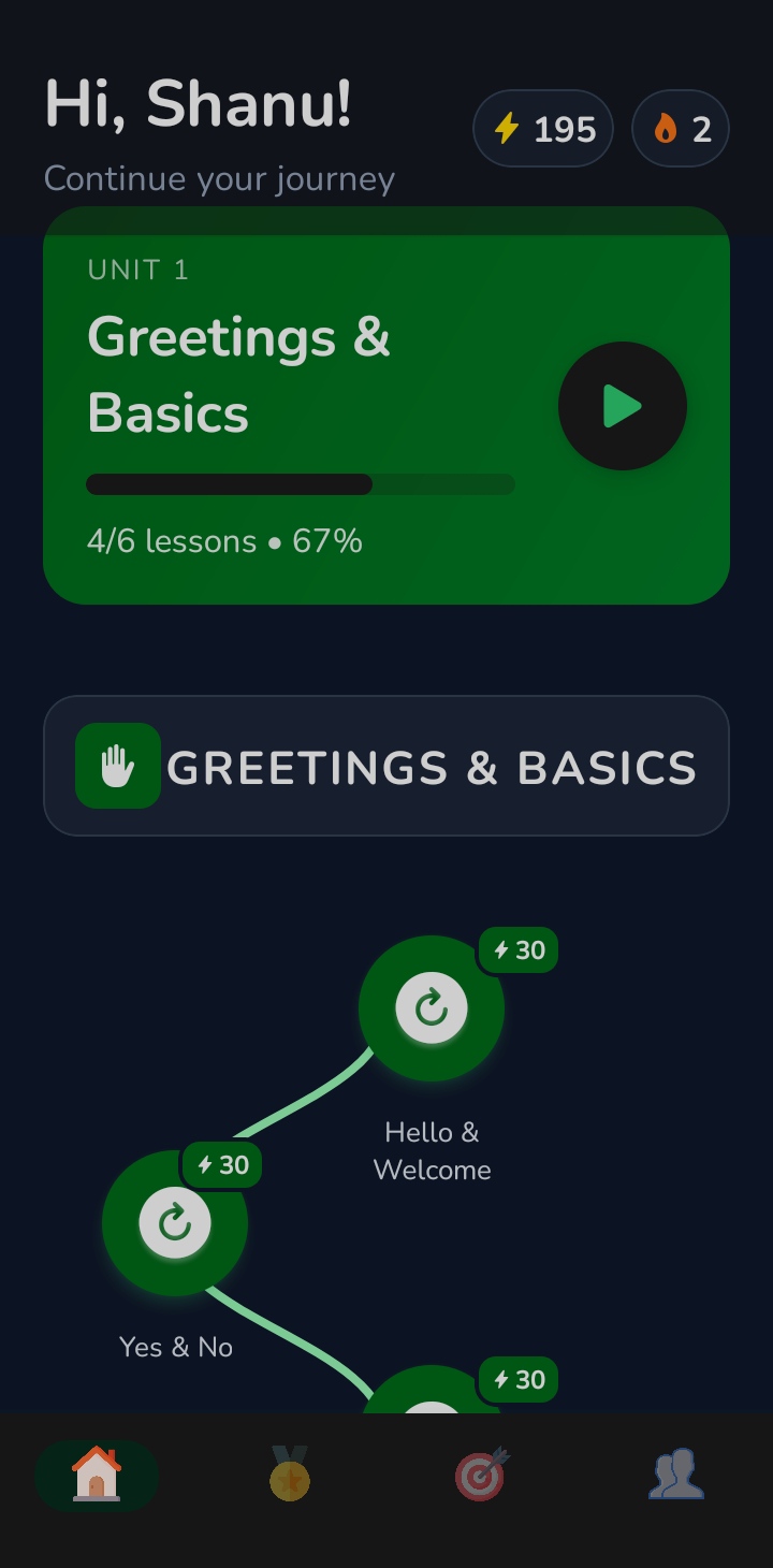 Built a mobile application for learning American Sign Language through quizzes and live camera practice sessions.